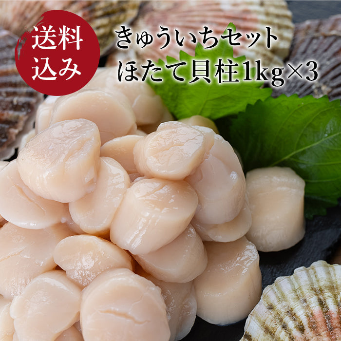 【送料込み】きゅういちホタテセット ほたて貝柱 1kg×3