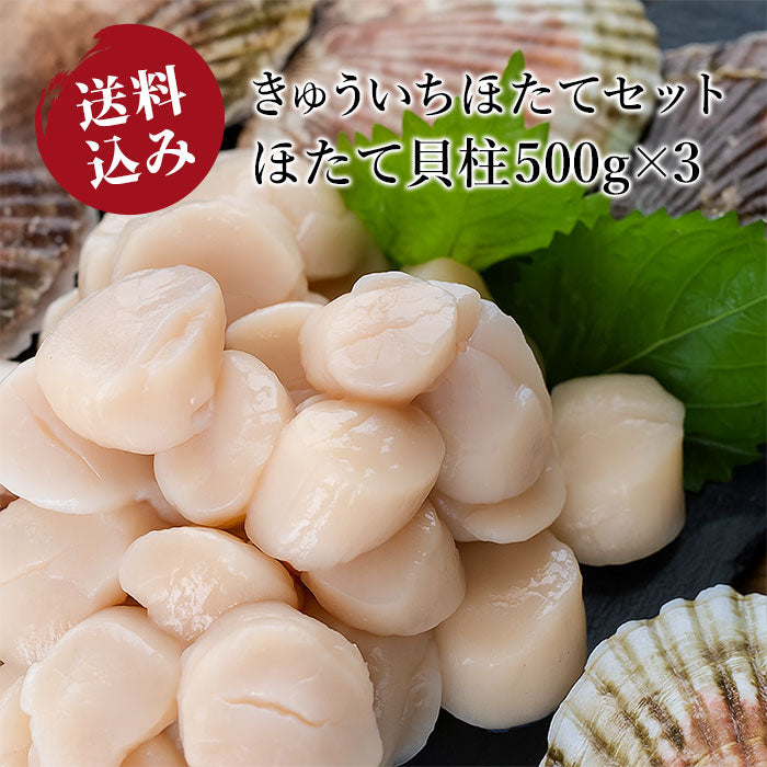 【送料込み】きゅういちほたてセット ほたて貝柱 500g×3